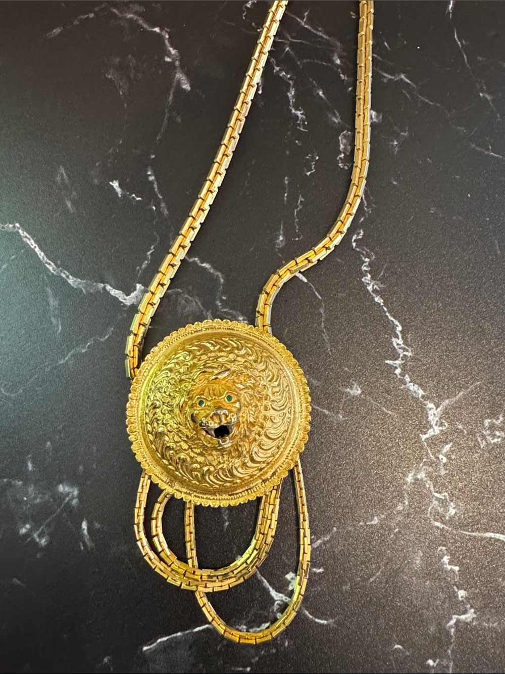 Judith Leiber Gold Lion Medallion Women's Necklace - Elegant Statement Pendant